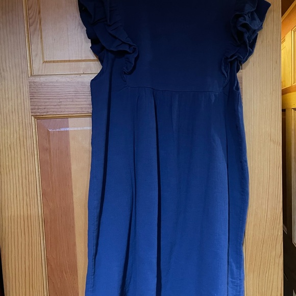 NWT Vineyard Vines Navy Blue Gauze Flutter Ruffle Sleeveless Summer Dress Size S - Picture 3 of 5